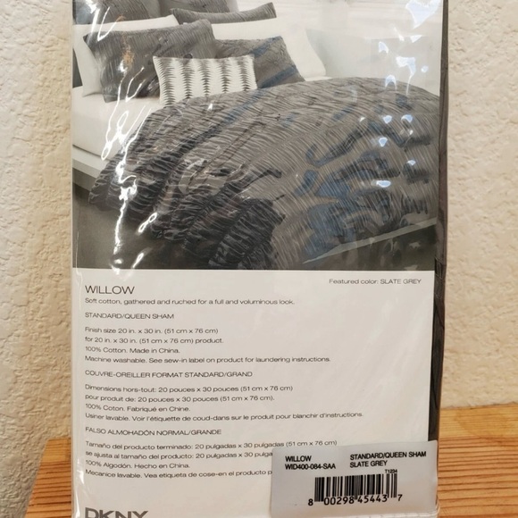 DKNY Willow Sham in Slate Gray - Picture 3 of 5